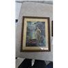 Image 2 : Vintage Framed Prints, Native American Woman by Moonlit Lake and Woman by Waterfall