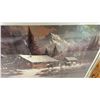 Image 8 : Pair of Rustic Wood Framed Western Prints, Cabin Winter Scene and Teepee Autumn Landscape, 22 × 26