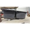 Image 5 : Dark Grey Composite Granite Double-Basin Drop-In Kitchen Sink with Offset Bowls and Low Divide
