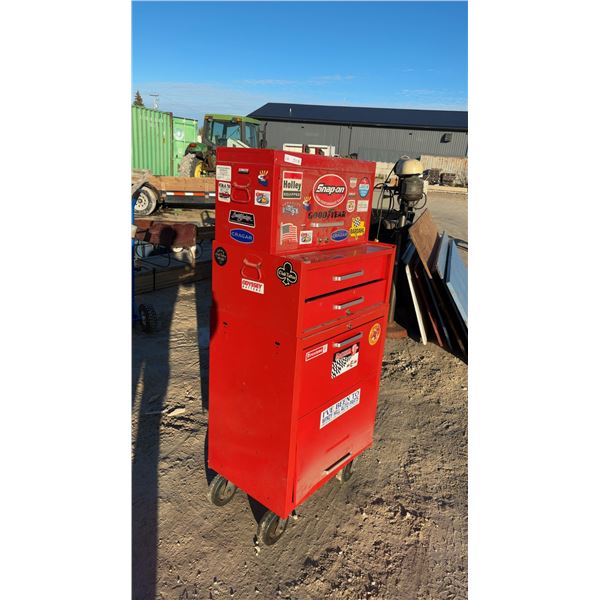 Red Rolling Tool Chest and 2 Top Boxes with Drawers