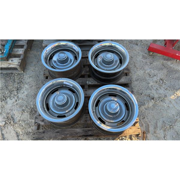 Four Chevrolet Motor Division Rally Rims with Center Caps and Rings