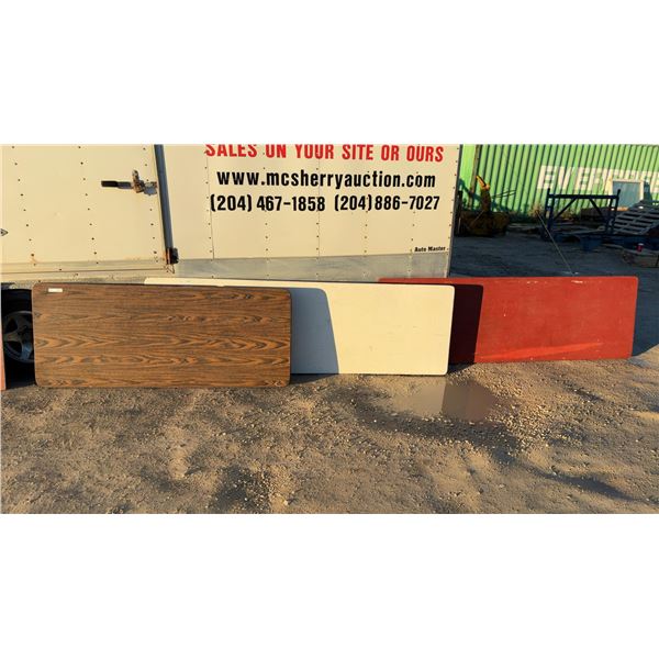 3 Wood Folding Leg Tables: 72 × 30”, 96 × 30” and 95 × 30”