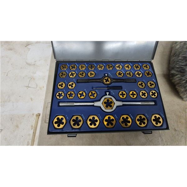 Finisher Precision Tap and Die Set with SAE and Metric Dies, Wrenches and Die Stocks in Metal Case