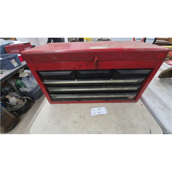 Vintage Red Steel 7-Drawer Mechanic's Top Chest Tool Box with Lift-Top Compartment