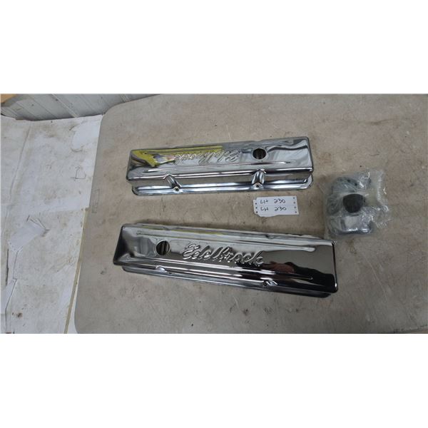 Edelbrock Chrome-Plated Small Block Chevy Valve Covers with Script Logo, Pair with Breathers