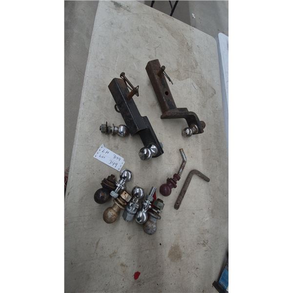 Two Trailer Hitch Receiver Drawbars With Hitch Balls, Assorted Hitch Balls, Pins