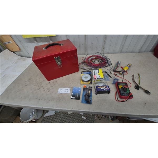 Red Toolbox With Multimeter, Wire, Eurolite Xenon 9007 12V Bulbs, Connectors