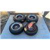 Image 1 : 4 Red 15” Chevy Truck Rims with Centre Caps and Staggered Tires