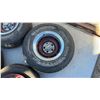 Image 9 : 4 Red 15” Chevy Truck Rims with Centre Caps and Staggered Tires