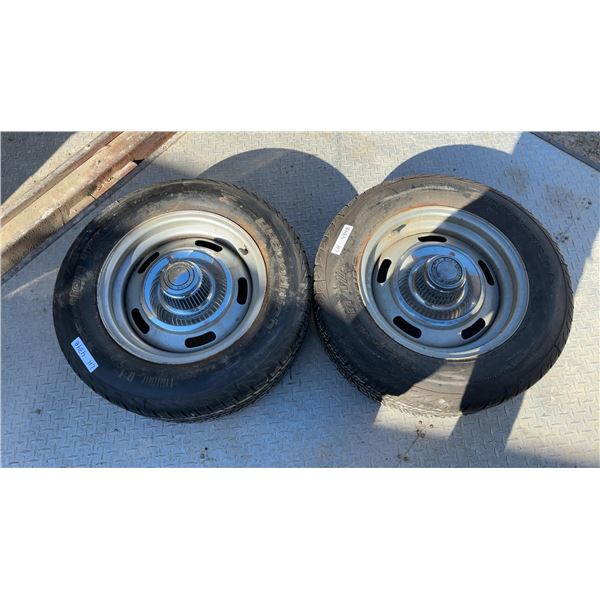 2 Chevy 5 Bolt 15” Steel Rims with BF Goodrich Traction T/A 225/60R15 Tires