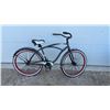 Image 1 : Huffy Cruiser Bicycle with Red Rims, White Wall Tires, and Huffy Saddle