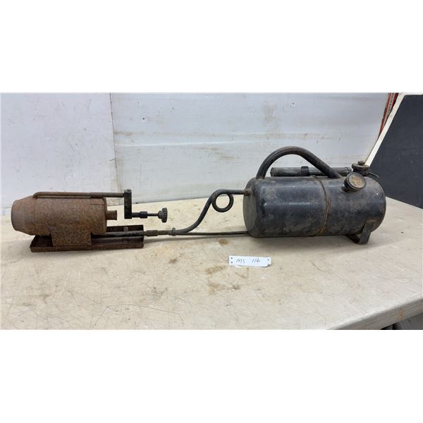 Vintage Pressurized Liquid Fuel Weed Burner Flame Torch with Rochester Manufacturing Pressure Gauge