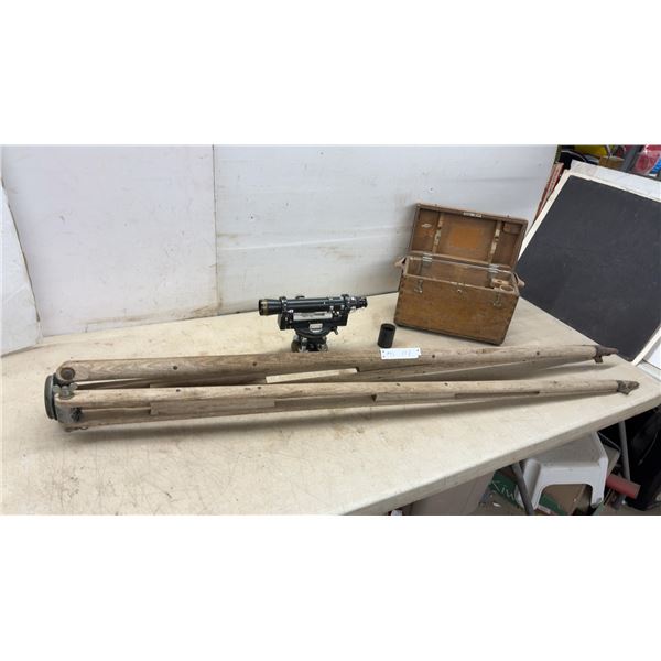 Vintage Path Instruments Inc. New York Surveyor's Transit No. 6018002 with Tripod and Wooden Case