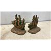 Image 2 : Three Pairs of Bookends: Silver Horse and Rider, Bronze Sailing Ship, and Ceramic Egg on Pedestal