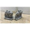 Image 4 : Three Pairs of Bookends: Silver Horse and Rider, Bronze Sailing Ship, and Ceramic Egg on Pedestal