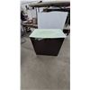 Image 1 : Modern Bathroom Vanity with Espresso Cabinet and Frosted Glass Integrated Sink Countertop