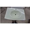 Image 5 : Modern Bathroom Vanity with Espresso Cabinet and Frosted Glass Integrated Sink Countertop