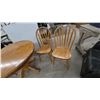 Image 4 : Round Oak Pedestal Dining Table, 30” Tall, 42” Diameter, with 4 Windsor-Style Spindle-Back Chairs
