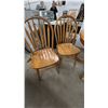 Image 6 : Round Oak Pedestal Dining Table, 30” Tall, 42” Diameter, with 4 Windsor-Style Spindle-Back Chairs