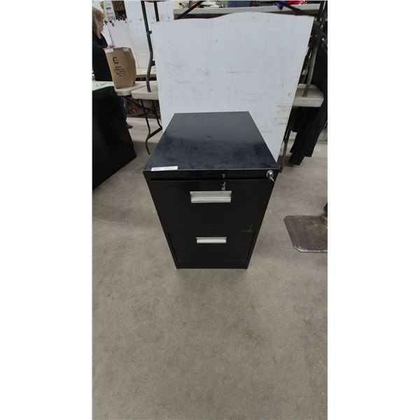 Black Metal 2-Drawer Locking Filing Cabinet, 29” × 28.6” × 18”