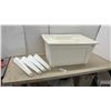 Image 1 : White Plastic Freestanding Laundry Tub/Utility Sink with Grid and Four Legs, 15 1/2 × 32 × 22”