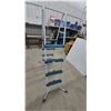 Image 2 : Above-Ground Swimming Pool A-Frame Ladder with White Metal Frame and Blue Plastic Steps