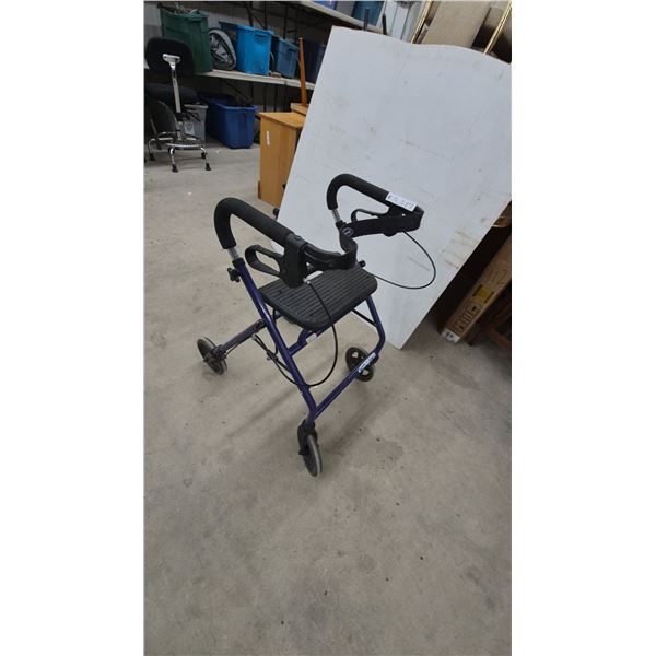 Drive Medical 4-Wheel Rollator Walker with Padded Seat and Loop Hand Brakes