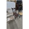 Image 3 : Three Distressed Wooden Chairs: White Ladder-Back, Brown Spindle-Back, Green Windsor-Style