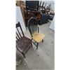 Image 4 : Three Distressed Wooden Chairs: White Ladder-Back, Brown Spindle-Back, Green Windsor-Style