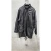 Image 5 : Danier Men's Black Leather Parka-Style Jacket with Full-Zip Front and Drawstring Waist, Size XL