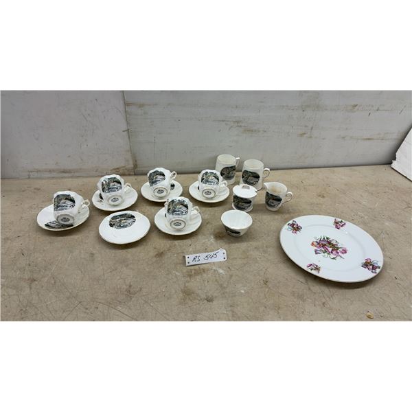 Petawawa Ontario Canada Souvenir Porcelain Tea Set and Floral Plate