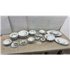 Image 1 : Fuji China Japan "Ivy" Pattern Porcelain Dinnerware Set with Plates, Bowls, Gravy Boat, 57 Pieces