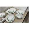 Image 2 : Fuji China Japan "Ivy" Pattern Porcelain Dinnerware Set with Plates, Bowls, Gravy Boat, 57 Pieces