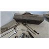 Image 2 : Vintage Metal Toolbox With Gray Alloy Steel Wrenches, Sockets, Ball Hitch, Reamer Bits