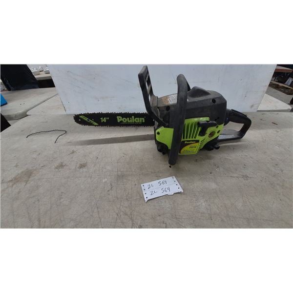 Poulan P3314 33cc Gas Chainsaw with 14” Reduced Kickback Guide Bar