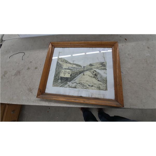 Framed CNR Diesel-Electric Locomotive No. 6706 Print, Montreal Locomotive Works, 1957, 25” x 21”