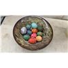 Image 3 : Footed Glass Bowl With Decorative Stone Eggs, Spiral Vase With Hydrangeas