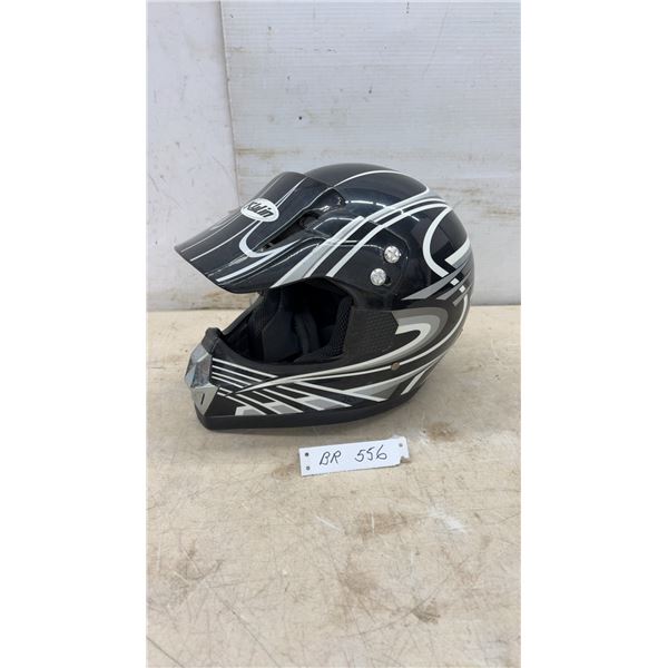 Kulin Full-Face Motocross Helmet, Size XL Black with White and Grey Graphics, DOT