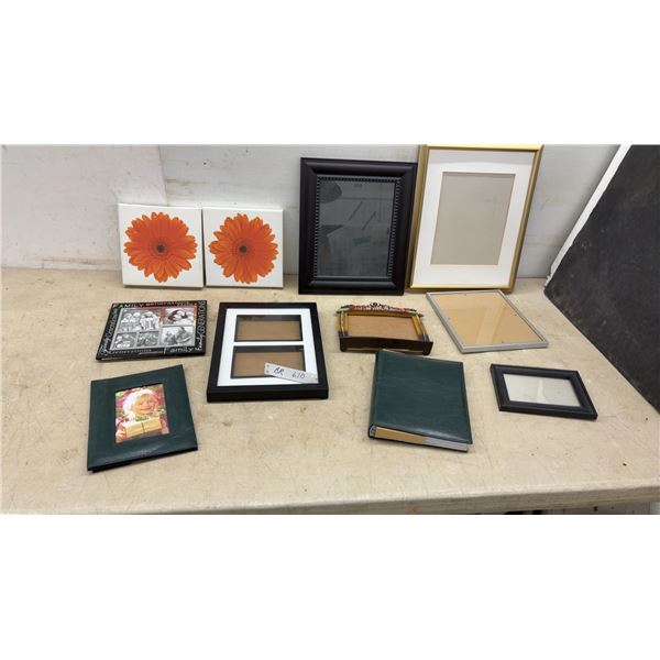 Assorted Picture Frames, Photo Albums, Floral Canvas Prints, Largest 15 × 12”