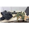 Image 1 : Tactical Vest Lot: Black Vest, Woodland Camouflage Leg Rig, CADPAT Digital Camouflage Vest