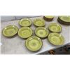 Image 6 : Thomson Pottery Green Spiral Ceramic Dinnerware Set, Plates and Bowls, Microwave Safe, 23 Pieces
