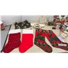 Image 2 : Assorted Christmas Decor: Stockings, Santa Hat, Angel Tree Topper, Ornaments, Tray, Flower Candles