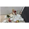 Image 5 : Assorted Christmas Decor: Stockings, Santa Hat, Angel Tree Topper, Ornaments, Tray, Flower Candles