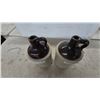 Image 2 : Pair of Antique Two-Tone Stoneware Whiskey Jugs with Albany Slip Glazed Tops