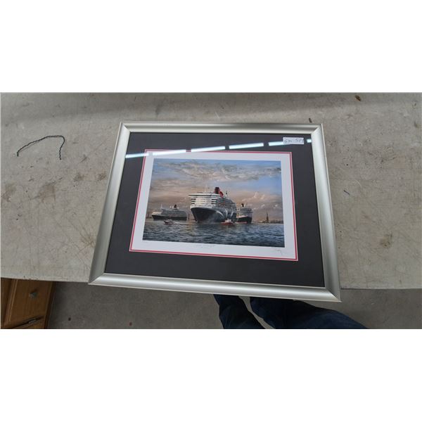 Stephen J. Card Signed Limited Edition Cunard Three Queens Framed Print, Numbered 73/575, 2011