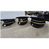 Image 2 : Set of 6 Officer's Peaked Caps with Black Visors and Gold Chinstraps