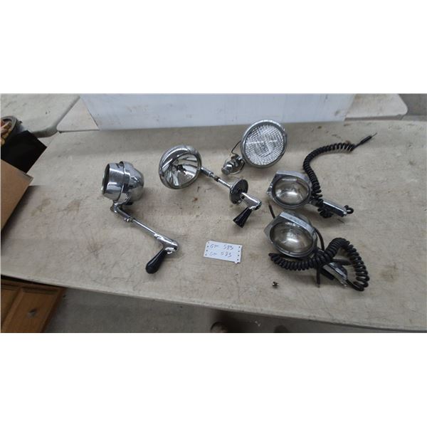 Vintage Unity-Style GM Pillar-Mount Spotlights, Handheld Spotlights with Coiled Cords