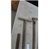 Image 6 : Vintage Hand Tamper, Three-Prong Cultivator, Hay Knife and Railway Spike Driver