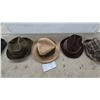 Image 3 : Collection of Six Assorted Men's Hats Including Felt Fedoras, Straw and Plaid Styles