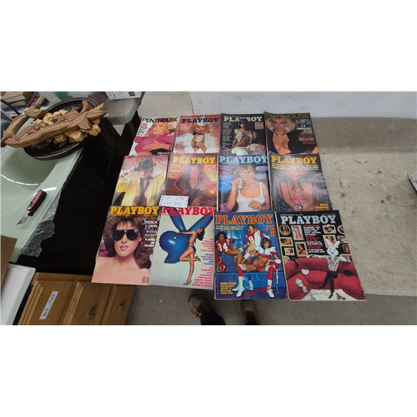 12 Vintage Playboy and Penthouse Adult Magazines, 1977-1987, Including Jessica Hahn Issue